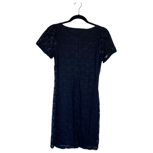 Vintage 90s Black Lace Mini Dress Pearl Buttons Size Small Goth Alt Witchy - Picture 2 of 7